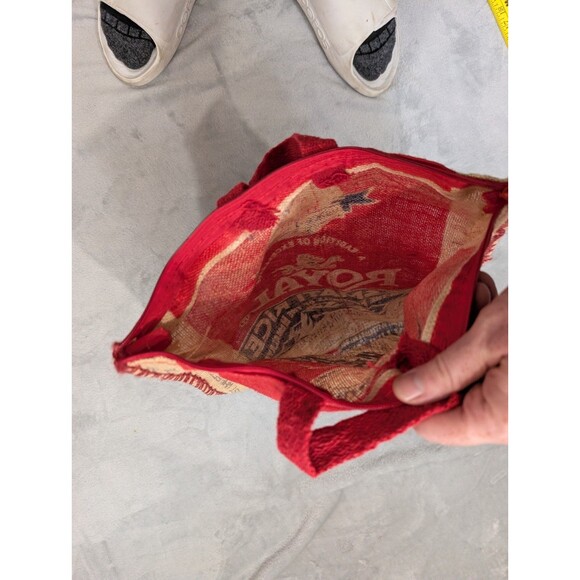 Royal Basmati Rice Tote Bag Burlap With Handles Zippered Size 15x18 Recycled - Picture 3 of 3